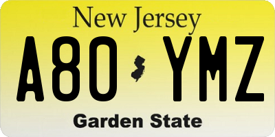 NJ license plate A80YMZ