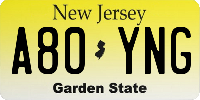 NJ license plate A80YNG
