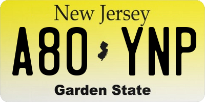 NJ license plate A80YNP