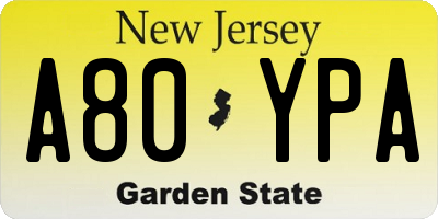 NJ license plate A80YPA