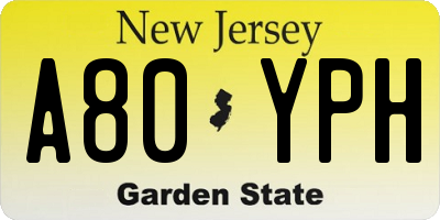 NJ license plate A80YPH