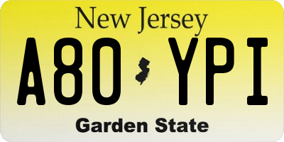 NJ license plate A80YPI