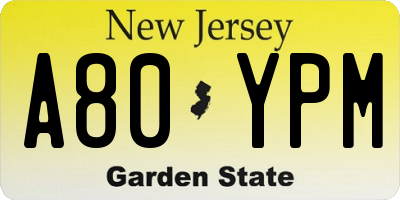 NJ license plate A80YPM