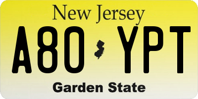 NJ license plate A80YPT