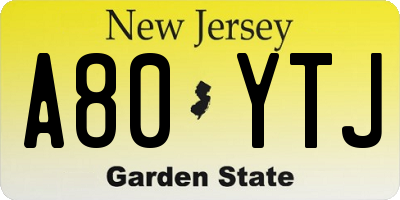NJ license plate A80YTJ