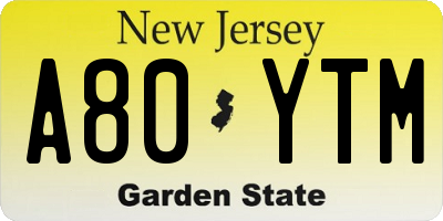 NJ license plate A80YTM