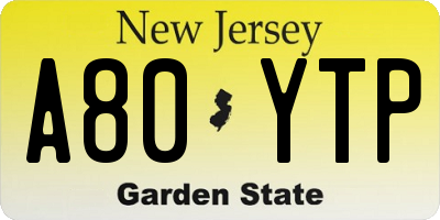 NJ license plate A80YTP