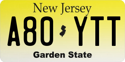 NJ license plate A80YTT