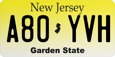 NJ license plate A80YVH