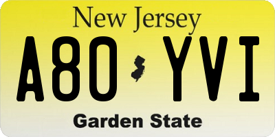 NJ license plate A80YVI