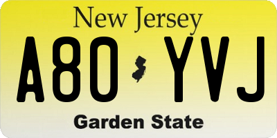 NJ license plate A80YVJ