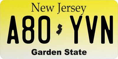 NJ license plate A80YVN