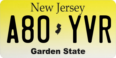 NJ license plate A80YVR