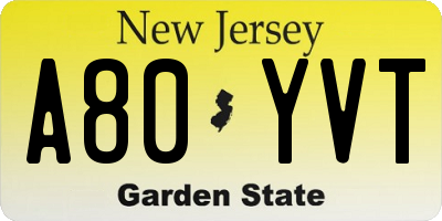 NJ license plate A80YVT