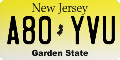 NJ license plate A80YVU
