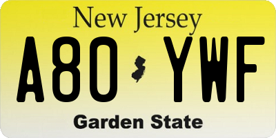 NJ license plate A80YWF