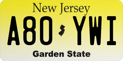 NJ license plate A80YWI
