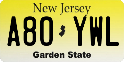 NJ license plate A80YWL