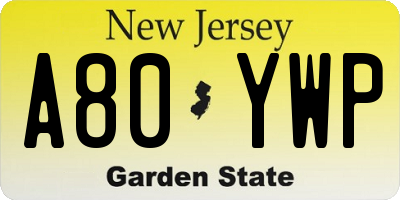 NJ license plate A80YWP