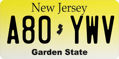 NJ license plate A80YWV