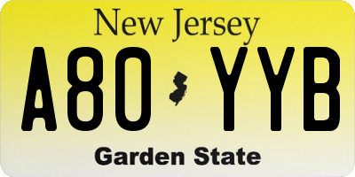 NJ license plate A80YYB