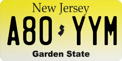 NJ license plate A80YYM