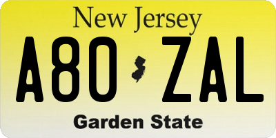 NJ license plate A80ZAL