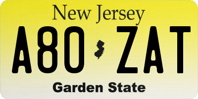 NJ license plate A80ZAT