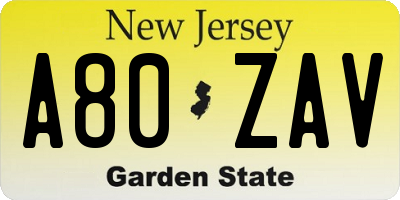 NJ license plate A80ZAV