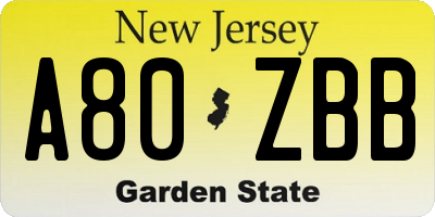 NJ license plate A80ZBB
