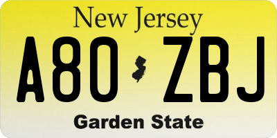 NJ license plate A80ZBJ