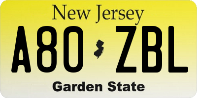 NJ license plate A80ZBL