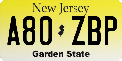 NJ license plate A80ZBP