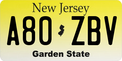 NJ license plate A80ZBV