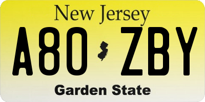 NJ license plate A80ZBY