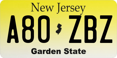 NJ license plate A80ZBZ