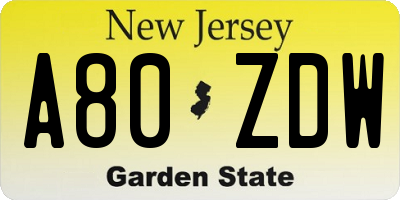 NJ license plate A80ZDW