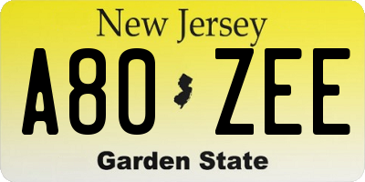 NJ license plate A80ZEE