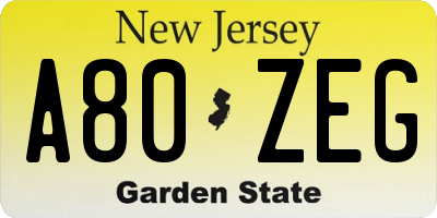 NJ license plate A80ZEG