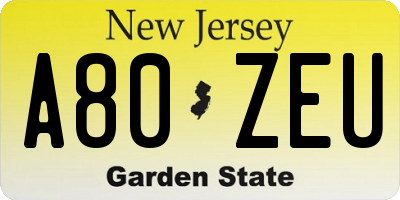 NJ license plate A80ZEU