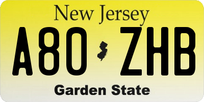 NJ license plate A80ZHB