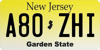 NJ license plate A80ZHI