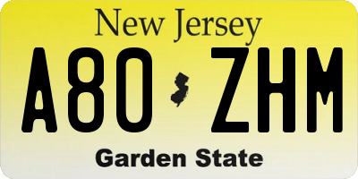 NJ license plate A80ZHM