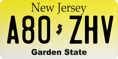 NJ license plate A80ZHV