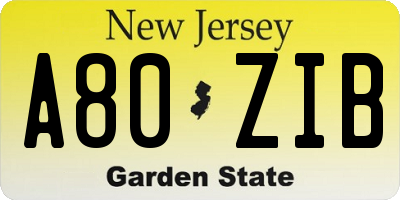 NJ license plate A80ZIB