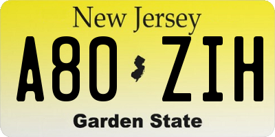 NJ license plate A80ZIH