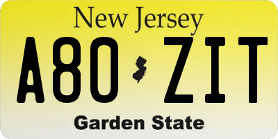 NJ license plate A80ZIT