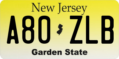 NJ license plate A80ZLB