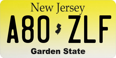 NJ license plate A80ZLF