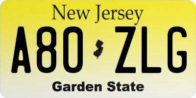 NJ license plate A80ZLG